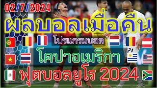 ผลบอลเมื่อคืน-โปรแกรมบอลคืนนี้ยูโร2024โคปาอเมริกาโคซาฟาคัพอาเซียนคัพ ยู-16ตารางคะแนน272024