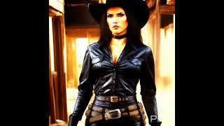 female  gunslinger from the  old  west  ready  to  draw seed4877365195804345