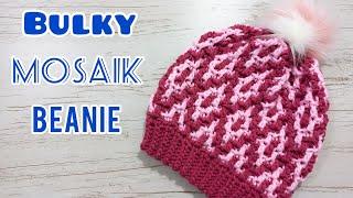Beautiful Winter Beanie For Beginners. SO AWESOME bulky mosaic beanie