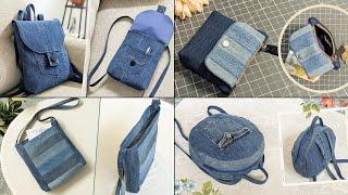 4 Old Jeans Ideas  DIY Denim Bags and Purse  Compilation  Bag Tutorial  Upcycle Craft