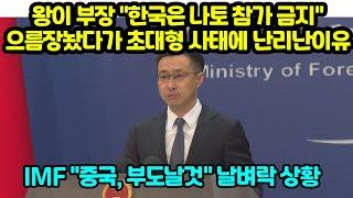 왕이 부장 한국은 나토 참가 금지 으름장놨다가 초대형 사태에 난리난이유 IMF 중국 부도날것 날벼락 상황