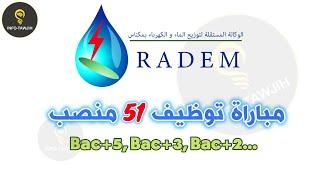 الوكالة المستقلة لتوزيع الماء والكهرباء بمكناس RADEM مباراة توظيف 51 منصب 2024.