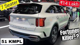 KIA New 7 Seater Hybrid SUV Launched  51KMPL Mileage  ₹14Lakh  Better Than Toyota Fortuner  2024