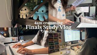 Cramming 24 Hours before exam ⏰ waking up at 4am productive finals study vlog lots of studying