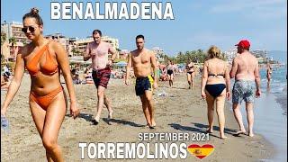 BENALMADENA TO TORREMOLINOS SPAIN BEACH WALK SEPTEMBER 2021 Latest Summer Beach Walk Updates 4K