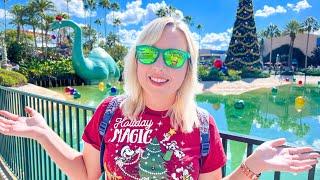Disneys Hollywood Studios Christmas Tree & Decor + Beach Club Resort Gingerbread Carousel & Drinks