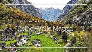 Ticino  Tessin - Valle Maggia  Switzerland  drone 4k  aerialview  Cascade Foroglio & del Salto