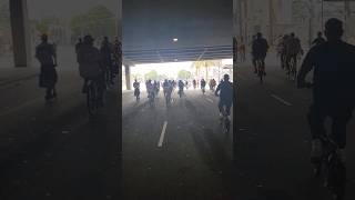 Cyclists Going Wild Under a Bridge - Ciclavia Venice