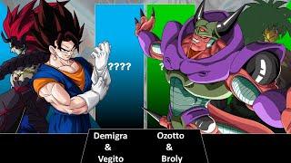 DEMIGRA AND VEGITO VS OZOTTO AND BROLY POWER LEVEL