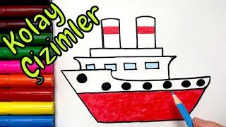 Easy Drawings  How to Draw a Steamboat  Color and Draw Step by Step