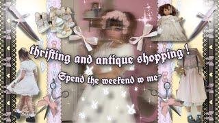 come antique and thrift shopping w mebeach time +dollcore makeup look vlog