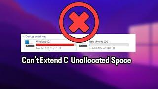 Cant Extend C Drive With Unallocated Space Windows 11 & 10
