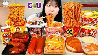 ASMR MUKBANG 편의점 직접 만든 불닭 떡볶이 양념치킨 김밥 디저트 먹방 & 레시피 FRIED CHICKEN AND Tteokbokki EATING