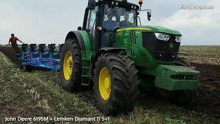 John Deere 6195M + 6 корпусний плуг Lemken Diamant 11 оранка без напряга