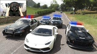 Stealing Lamborghini Huracan + Police Chase - Forza Horizon 4 Steering Wheel + Shifter Gameplay