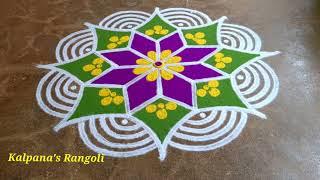 Tamil Puthandu Special flowers padi Kollam Easy Rangoli Pandaga design muggulu