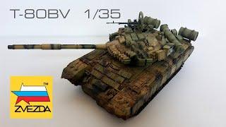 T-80BV Chechen War  FULL BUILD VIDEO  Zvezda 135 Scale Model Tank Т-80БВ Чеченская война   Звезда