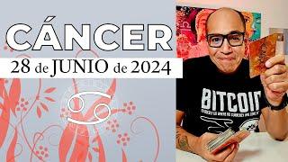 CÁNCER  Horóscopo de hoy 28 de Junio 2024  Conocerás a esa persona quien está a la par contigo