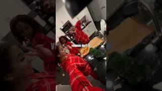 vlogmas day 1 GIRLS NIGHT IN matching pjs gingerbread house decorating ceiling challenge 