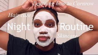 My Skincare & Haircare Nighttime Routine + Protective Style for Natural Hair Growth & Hair Oils