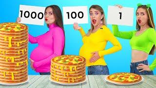 1000 LAYERS FOOD CHALLENGE  No Hands VS 2 Hands VS 1 Hand Try To Win For 24 HRS by 123 GO FOOD