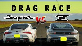 2023 Nissan Z 9AT vs 2022 Toyota Supra 8AT the unexpected happens Drag and Roll Race.