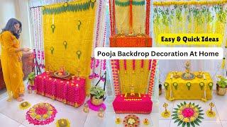 Pooja Backdrop Decoration Ganpati Janmashtami Decoration Ideas For Home  Easy & Simple  Festival