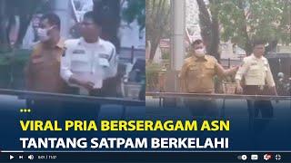 Viral Pria Berseragam ASN Tantang Satpam Berkelahi di Palembang  Ditegur Parkir Sembarangan