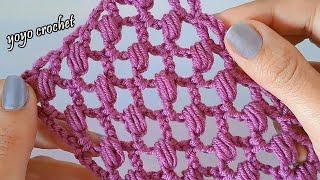 كروشية غرزة الخرز الشبكية  سهلة وسريعة   -Crochet mesh bead stitch #يويو_كروشية
