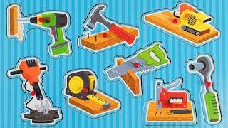 Learn Construction Tools with Melissa & Doug Sound Puzzle - Drill Jack Hammer Wrench Saw Sander Tool