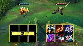 RAMMUS 10000+ ARMOR NO BUILD vs MASTER YI FULL BUILD - League of Legends