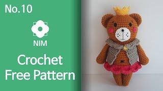 No.10 Amigurumi cute bear doll crochet free pattern