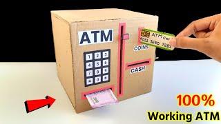 How to make a working ATM machine  Cardboard easy atm machine  Easy No motor school project