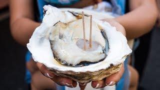 Japanese Street Food - GIANT OYSTER and Seafood Tour of Tsukiji Market in Tokyo Japan