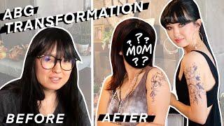 EXTREME ABG Asian Baby Girl Baddie Transformation... with MOM??  makeup fake tattoos nails