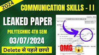 Communication Skills- Leaked Paper Solution 2024  Communication Skills 2nd 4th semester Paper