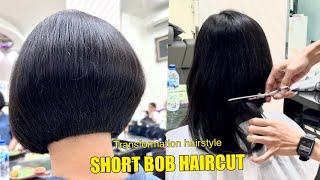 SHORT BOB HAIRCUT  Hair Transformation  Potong rambut bob pendek  bob polwan  Update  hairstyle