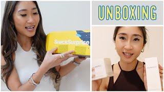 UNBOXING  Asian girl tries French snacks Snack Surprise taste test & review Kunkeei beauty haul