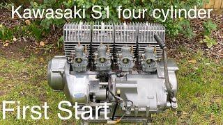 Kawasaki S1 550  four cylinder first start ignition timing and carbs. Episode 7