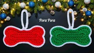 Crochet Dog Bone Ornament I Crochet Christmas Decorations I Crochet Christmas Ornaments
