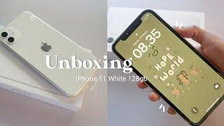 iPhone 11 white unboxing  128gb  in 2023 my first iphone + camera test & set up