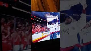 girl in white dress flashing capitals 2018 NHL final game