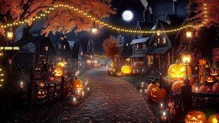 Autumn Village Halloween Ambience Spooky Sound Night Nature Sound Crunchy Leaves and White Noise