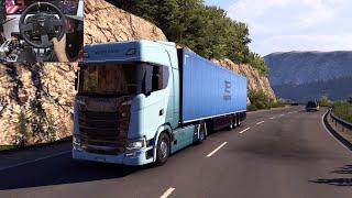 Scania EV - Euro Truck Simulator 2  Steering wheel gameplay