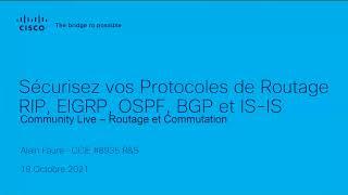 Sécurisez vos protocoles de routage RIP EIGRP OSPF BGP et IS-IS