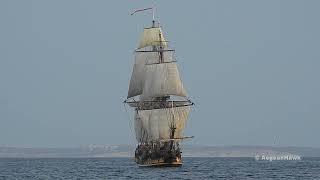 Russian Frigate Shtandart arrival at Chios island port.