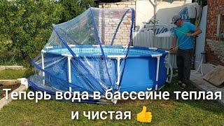 Этот секрет знают только за бугром теплая и чистая вода в бассейне. Лето Тент