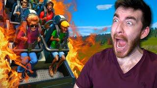 Planet Coaster but a random disaster happens every 5 minutes