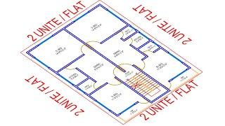 HOUSE PLAN DESIGN  EP 270  1300 SQUARE FT 2 UNITE  FLAT HOUSE PLAN  LAYOUT PLAN