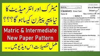 New Paper Pattern of Matric and Intermediate Classes 2022